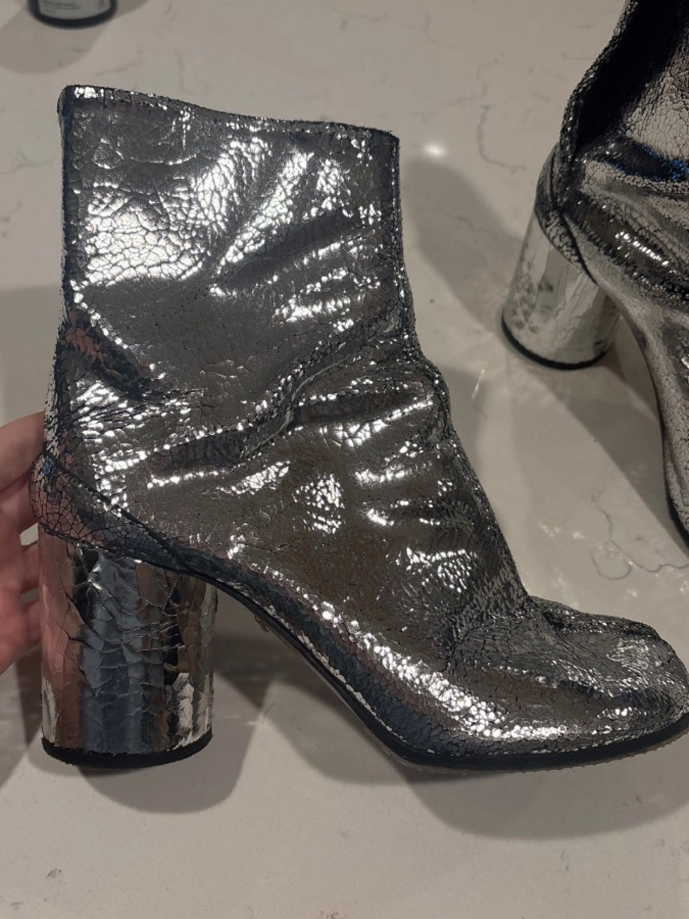 Margiela leather silver crackle tabi boots size 39 - Picture 5 of 13